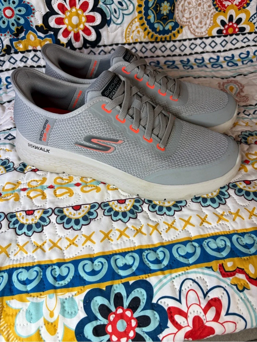 Skechers Gray Sneaker with Bright Orange Lining